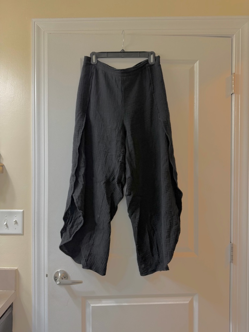 High waisted linen blend wide leg pants